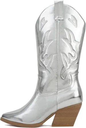 Soda Orville ~ Women Western Cowboy Stitched Pointe Toe Heel Ankle Mid Shaft Fashion Boots