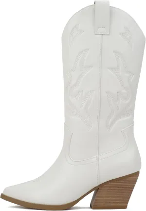 Soda Orville ~ Women Western Cowboy Stitched Pointe Toe Heel Ankle Mid Shaft Fashion Boots