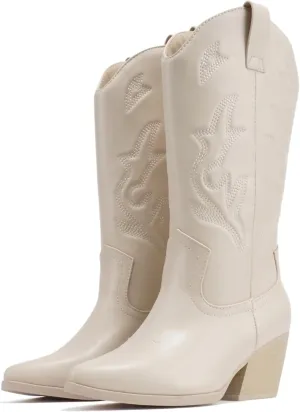 Soda Orville ~ Women Western Cowboy Stitched Pointe Toe Heel Ankle Mid Shaft Fashion Boots