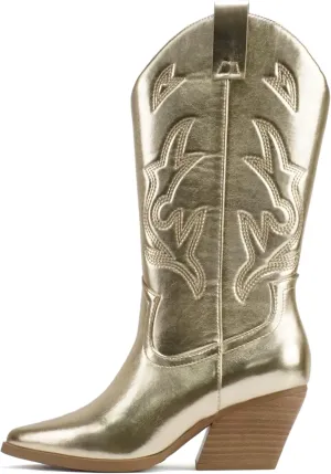 Soda Orville ~ Women Western Cowboy Stitched Pointe Toe Heel Ankle Mid Shaft Fashion Boots