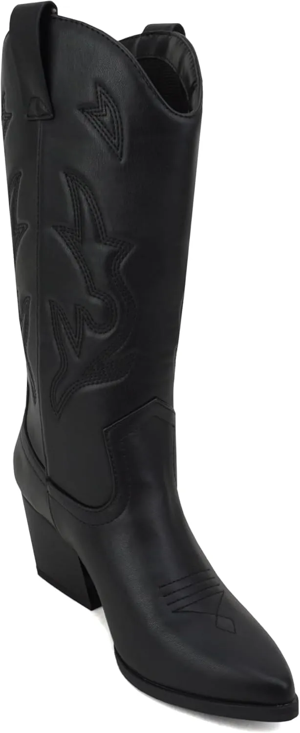 Soda Orville ~ Women Western Cowboy Stitched Pointe Toe Heel Ankle Mid Shaft Fashion Boots