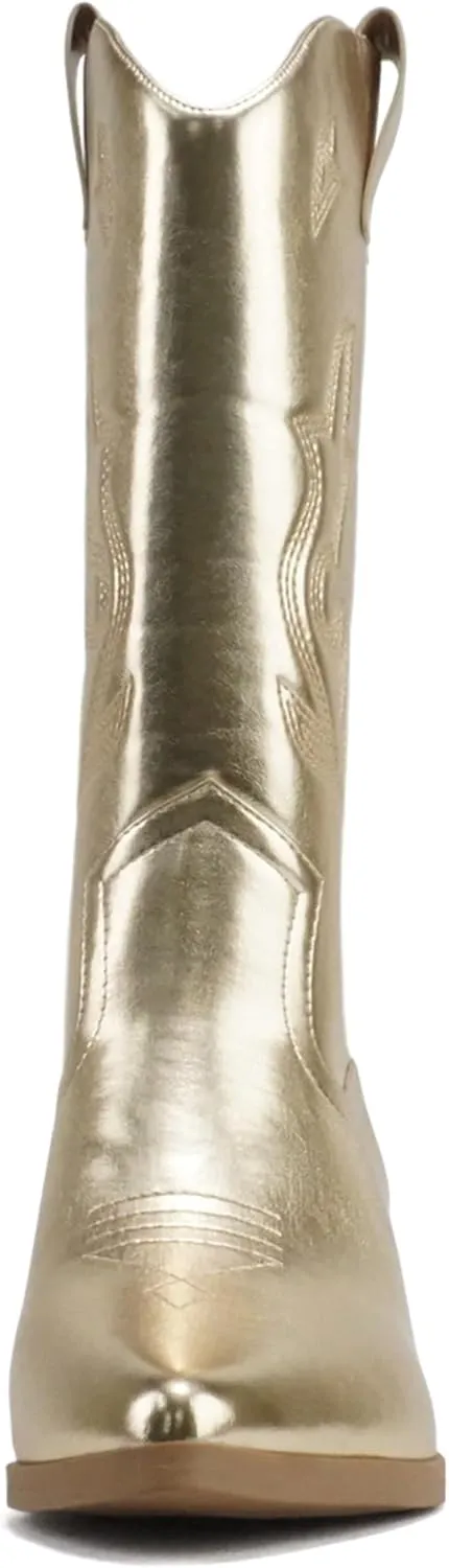 Soda Orville ~ Women Western Cowboy Stitched Pointe Toe Heel Ankle Mid Shaft Fashion Boots