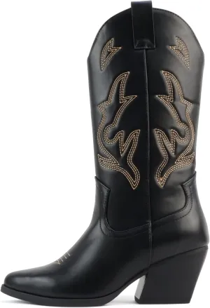 Soda Orville ~ Women Western Cowboy Stitched Pointe Toe Heel Ankle Mid Shaft Fashion Boots
