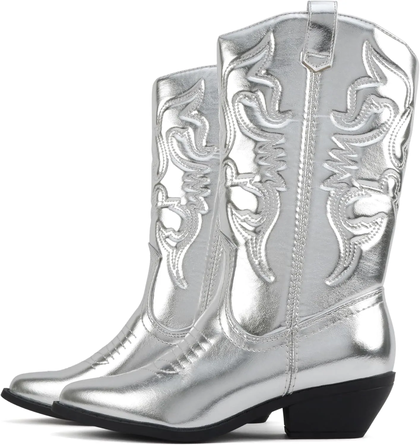 Soda “Rodeo” ~ Women's Knee High Western Cowboy Boots with Stitched Detailing, Pointed Toe, and Low Block Heel