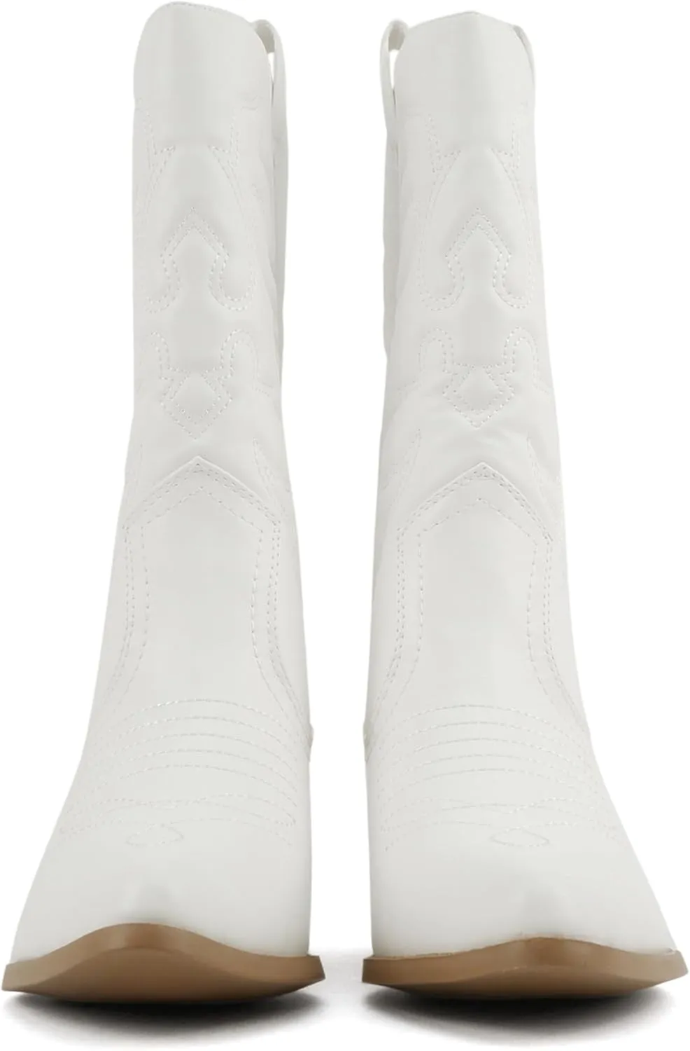 Soda “Rodeo” ~ Women's Knee High Western Cowboy Boots with Stitched Detailing, Pointed Toe, and Low Block Heel
