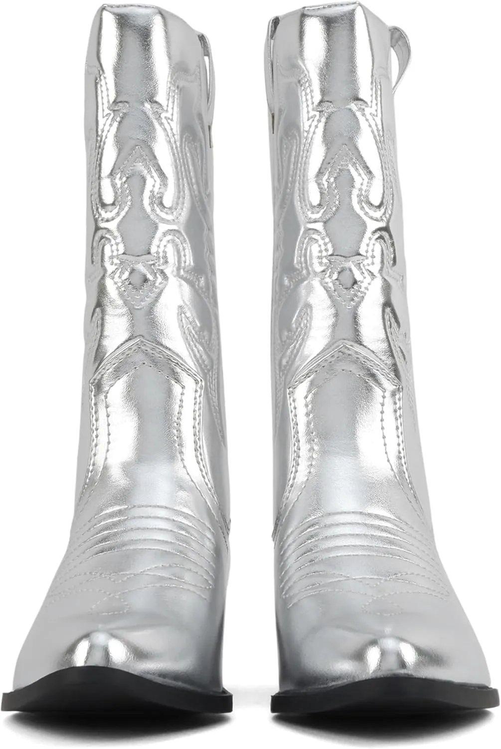 Soda “Rodeo” ~ Women's Knee High Western Cowboy Boots with Stitched Detailing, Pointed Toe, and Low Block Heel