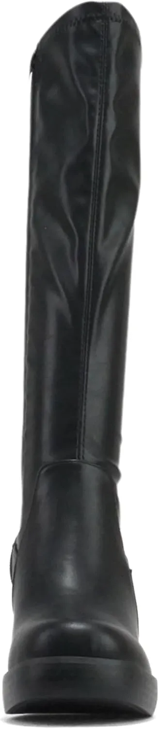 Soda Sonia ~ Women Knee High Chunky Block Heel Platform Boots