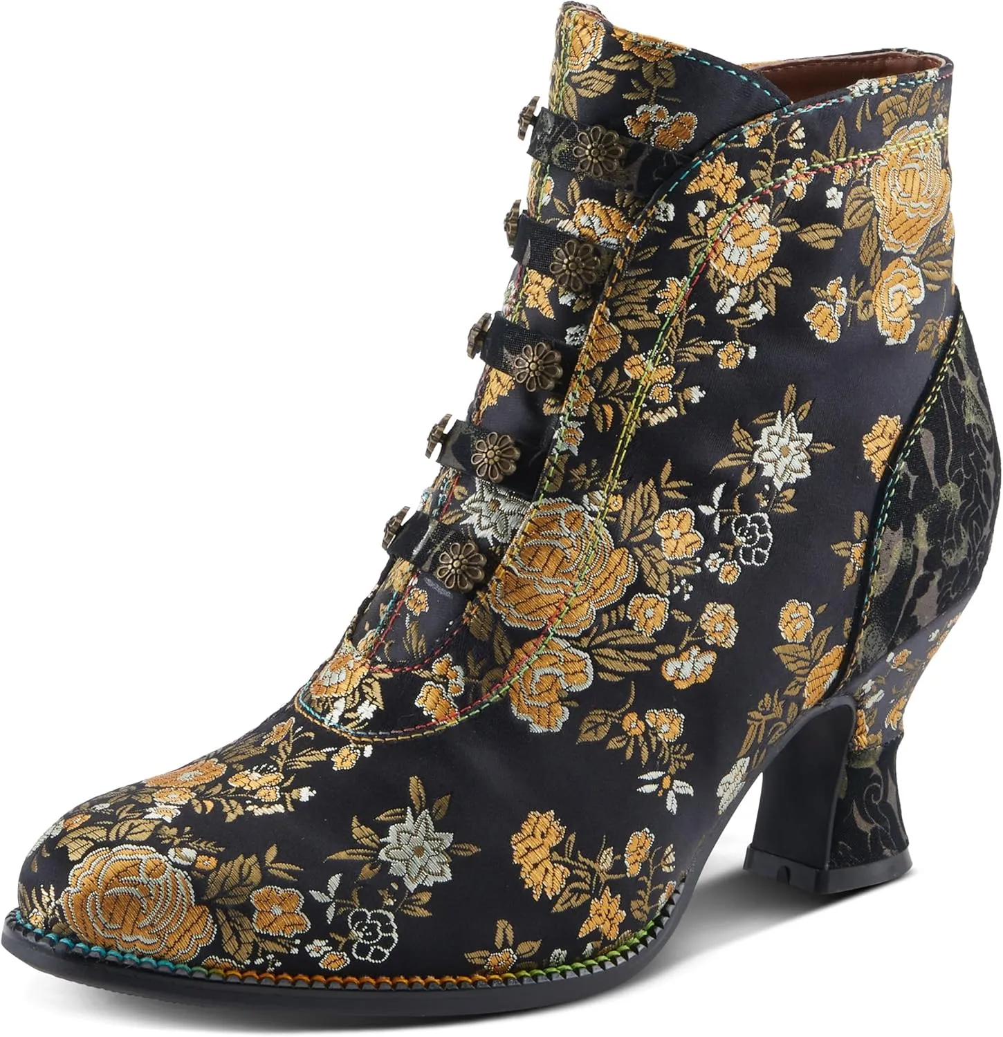 Spring Step L'Artiste Rivka Women's Embroidered Bootie - Artisan Style, Vivid & Comfortable Ankle Boots