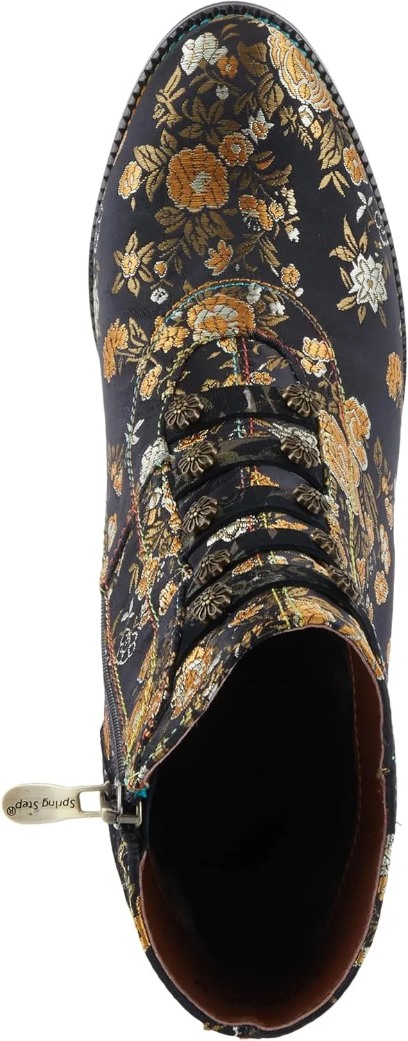 Spring Step L'Artiste Rivka Women's Embroidered Bootie - Artisan Style, Vivid & Comfortable Ankle Boots