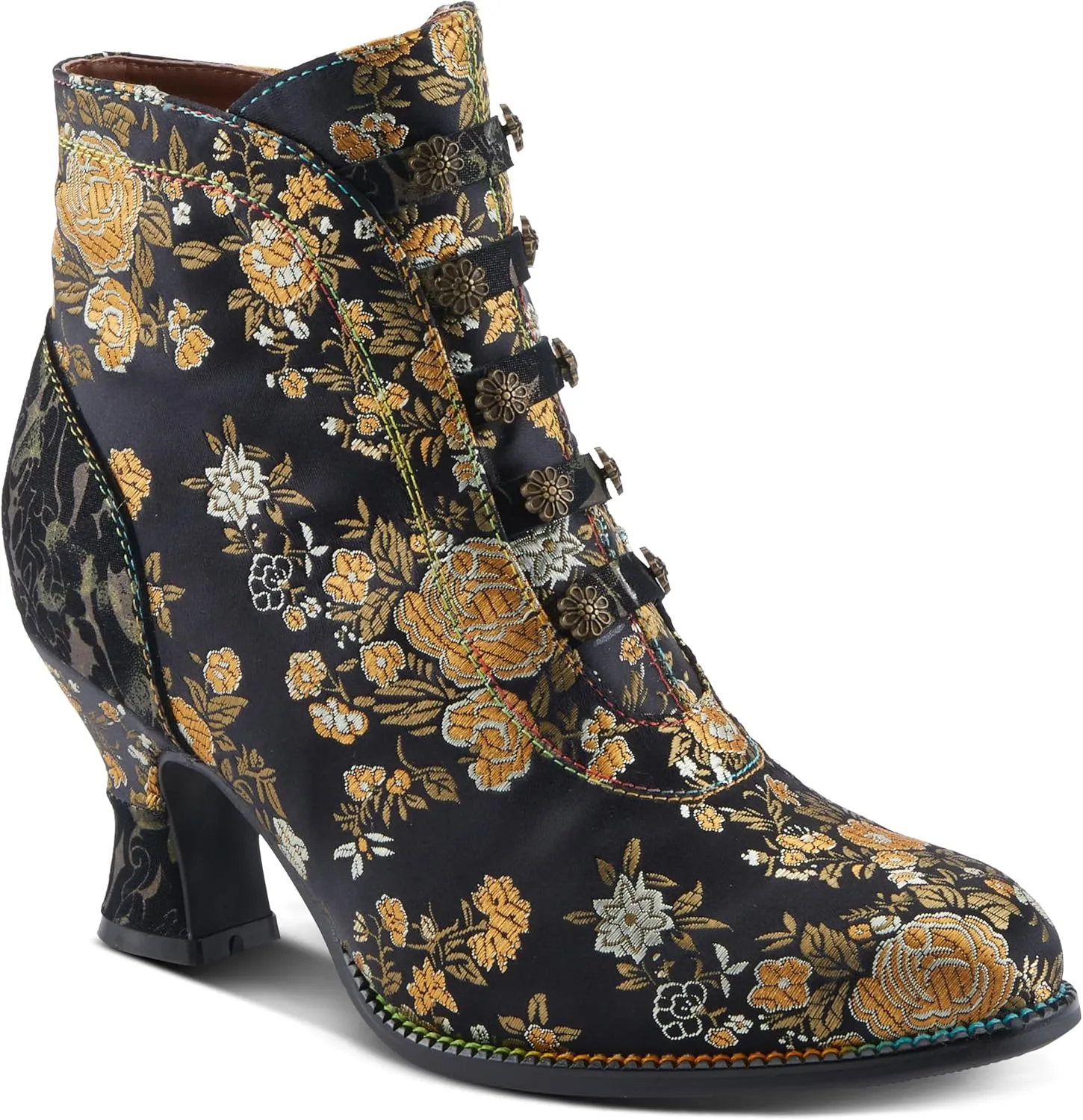 Spring Step L'Artiste Rivka Women's Embroidered Bootie - Artisan Style, Vivid & Comfortable Ankle Boots
