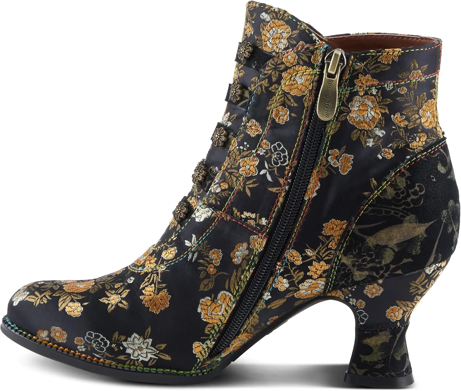 Spring Step L'Artiste Rivka Women's Embroidered Bootie - Artisan Style, Vivid & Comfortable Ankle Boots