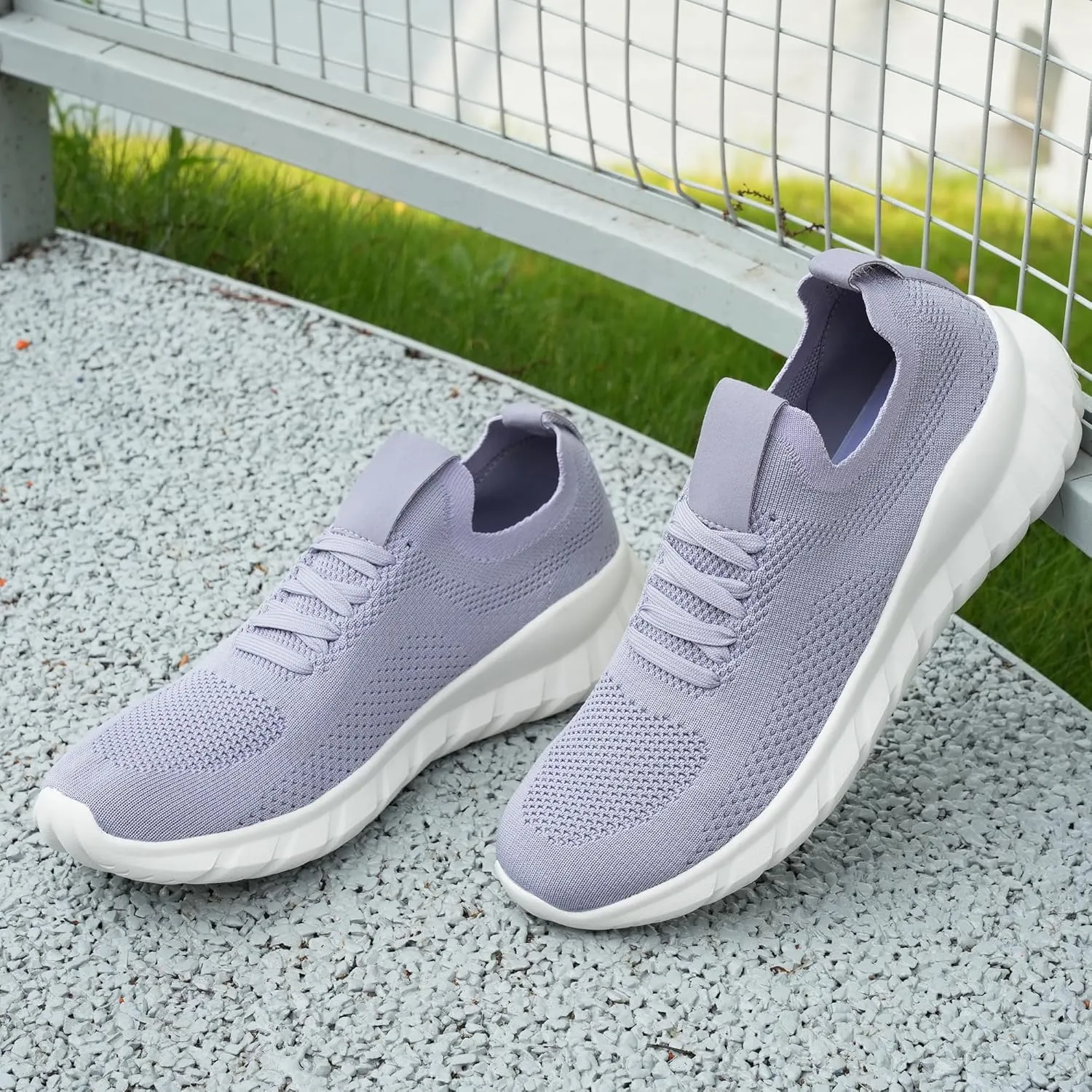 starmerx Womens Plus-Size Slip-On Knit Sneakers Comfortable Lightweight Tennis Shoes Walking Shoes Size 12 13 14 15 US