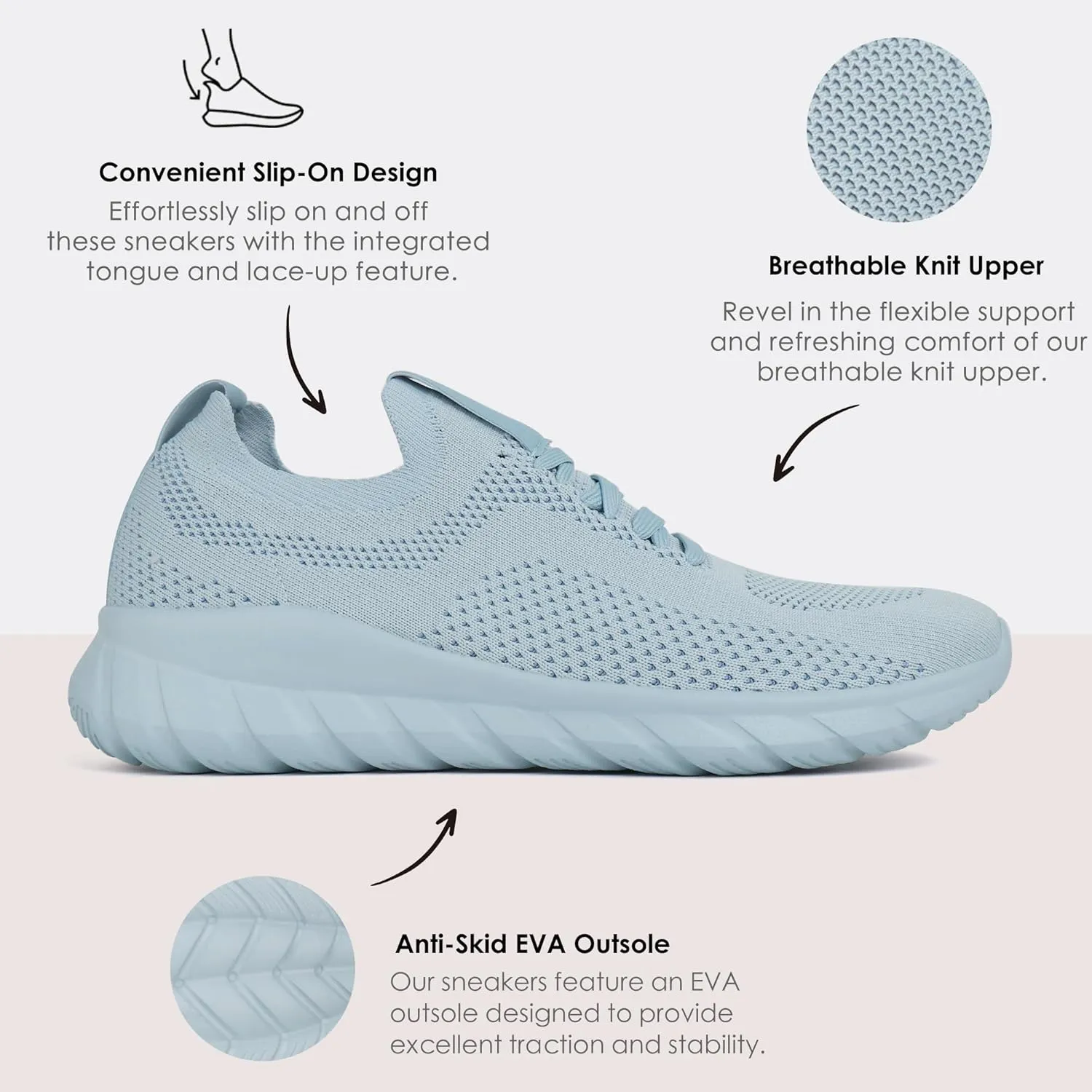 starmerx Womens Plus-Size Slip-On Knit Sneakers Comfortable Lightweight Tennis Shoes Walking Shoes Size 12 13 14 15 US
