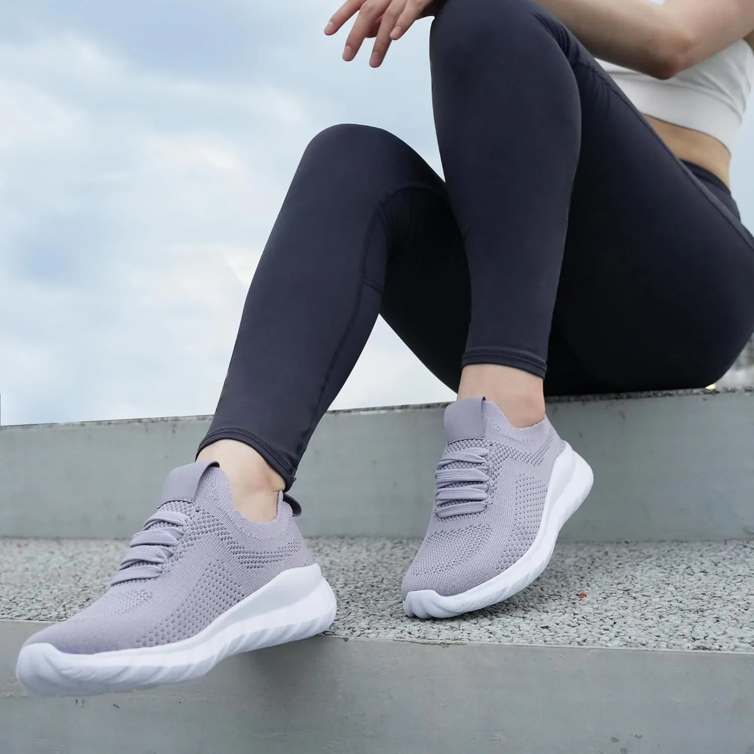 starmerx Womens Plus-Size Slip-On Knit Sneakers Comfortable Lightweight Tennis Shoes Walking Shoes Size 12 13 14 15 US