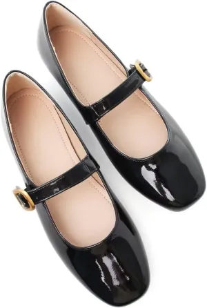 Stunner Women's Mary Jane Flats Fashion Round Toe Ballet Flats Comfort Slip On Flats Buckle Strap Dress Flats