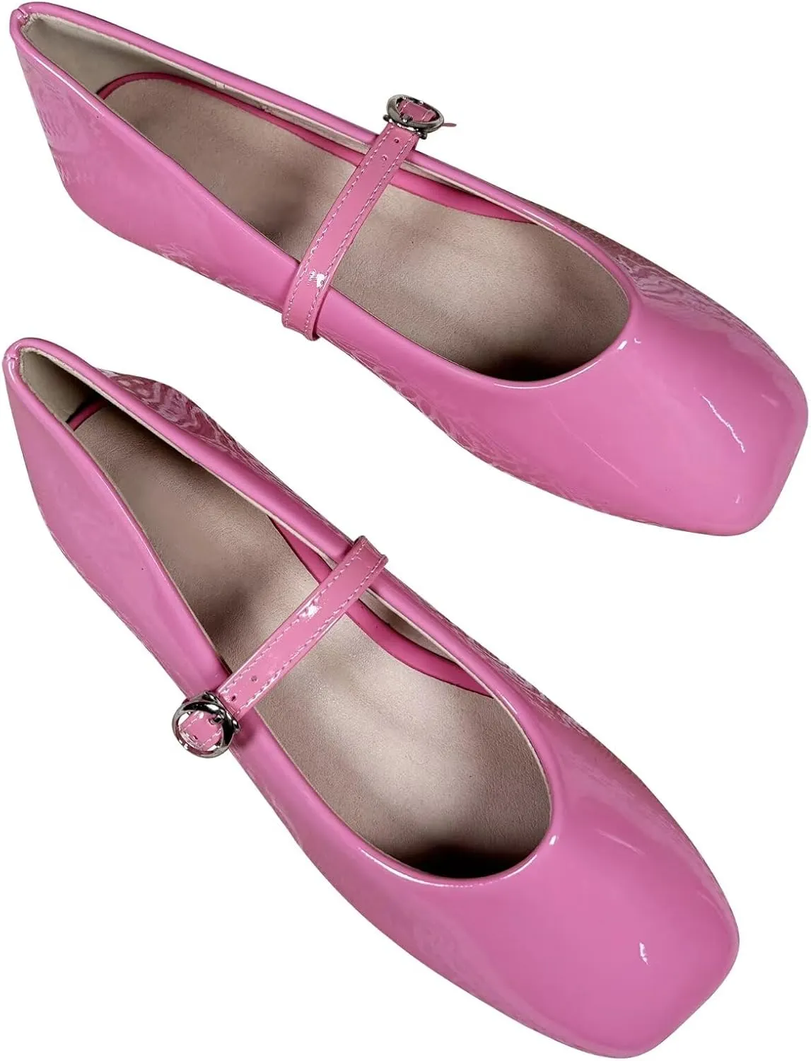 Stunner Women's Mary Jane Flats Retro Square Toe Soft Ballet Flats Comfort Double Line Strap Wedding Dressy Flats 2