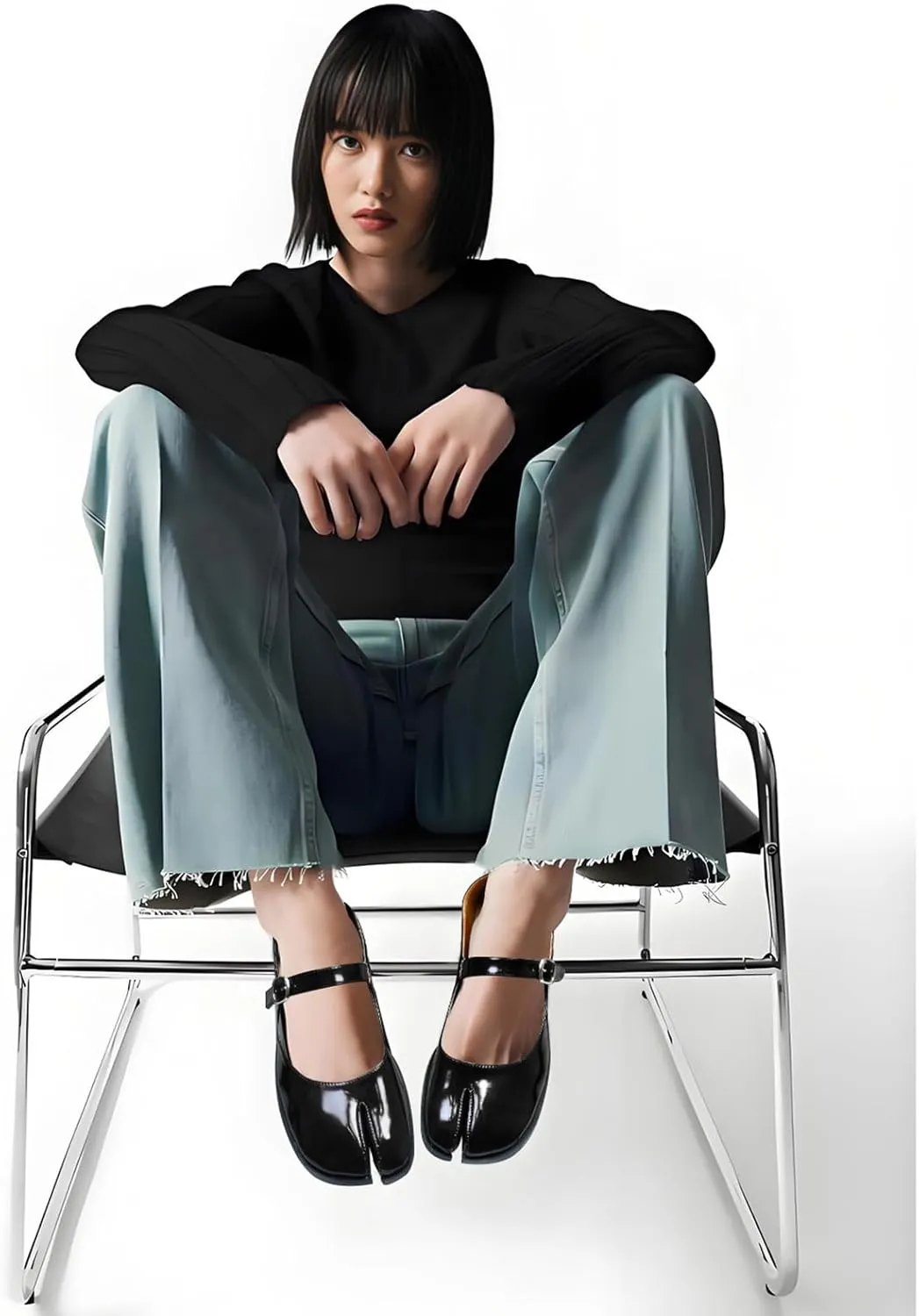 Tabi Mary Jane Shoes Women Split Toe Ankle Buckle Strap Womens Flats Comfort Casual Dressy Party School Work Dress Pumps Shoes