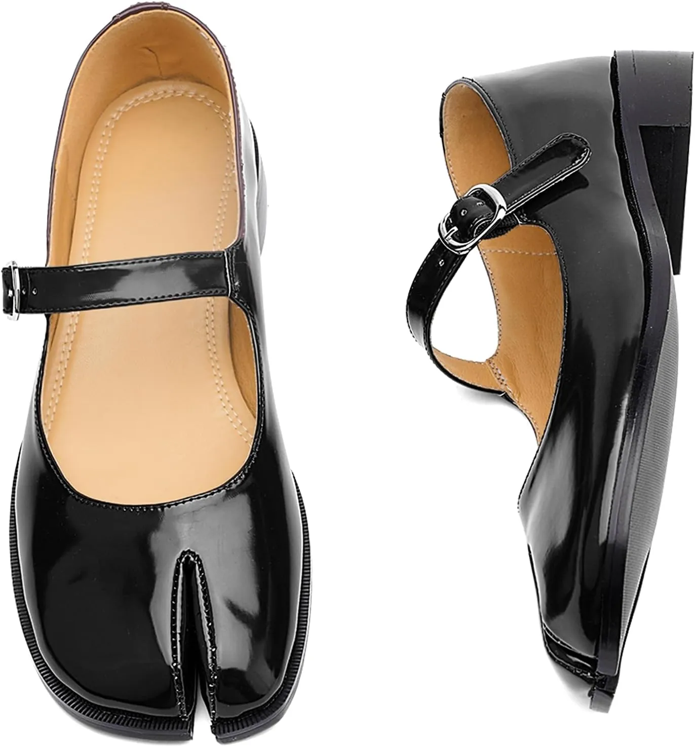 Tabi Mary Jane Shoes Women Split Toe Ankle Buckle Strap Womens Flats Comfort Casual Dressy Party School Work Dress Pumps Shoes