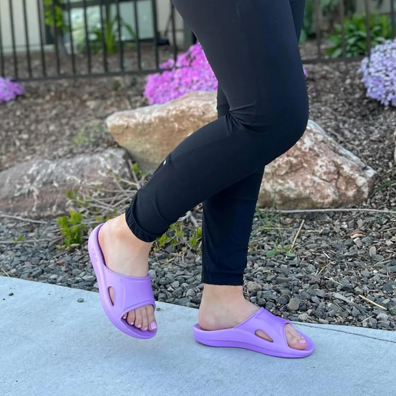 TELIC Unisex Recharge Slides - Pillow-Soft, Arch Supporting, Lightweight, Waterproof, Shock-Absorbing - Perfect for Beach, Pool & Everyday Wear