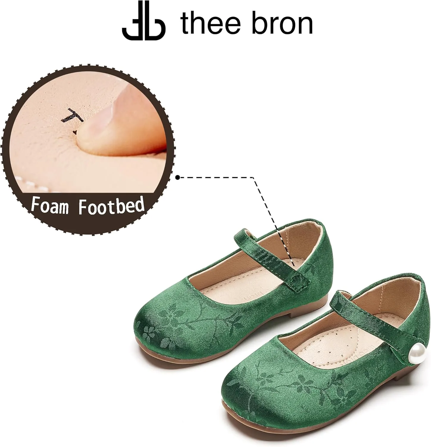 THEE BRON Little Girls Princess Shoes 3-12 Years Ballet Flats Soft Non-Slip Dress Shoes for Wide Feet
