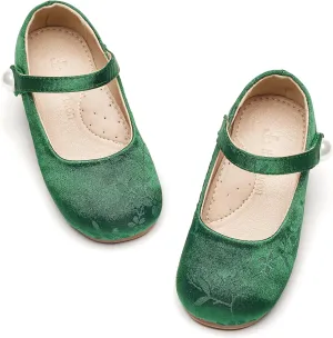 THEE BRON Little Girls Princess Shoes 3-12 Years Ballet Flats Soft Non-Slip Dress Shoes for Wide Feet