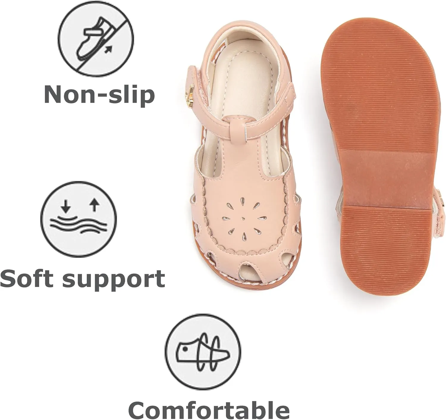 THEE BRON Princess Toddler Close Toe Sandals | Retro Lace-Up Design | Breathable Girls Shoes 3-12 Years