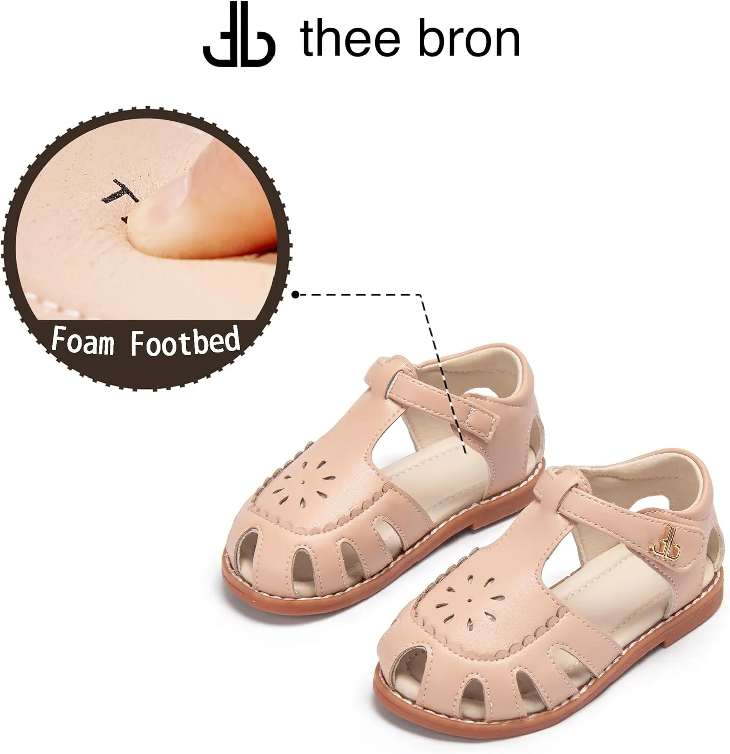 THEE BRON Princess Toddler Close Toe Sandals | Retro Lace-Up Design | Breathable Girls Shoes 3-12 Years