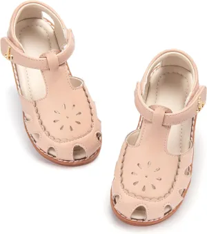 THEE BRON Princess Toddler Close Toe Sandals | Retro Lace-Up Design | Breathable Girls Shoes 3-12 Years