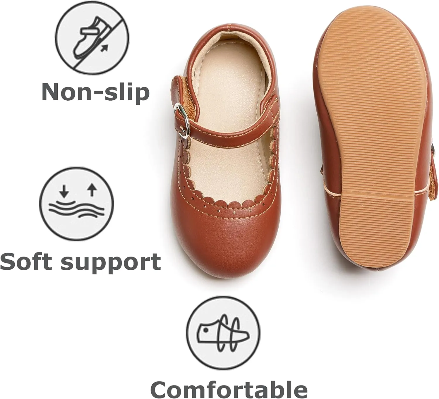 THEE BRON Toddler Mary Janes | Arch Support Leather Princess Shoes | Birthday Party Flats