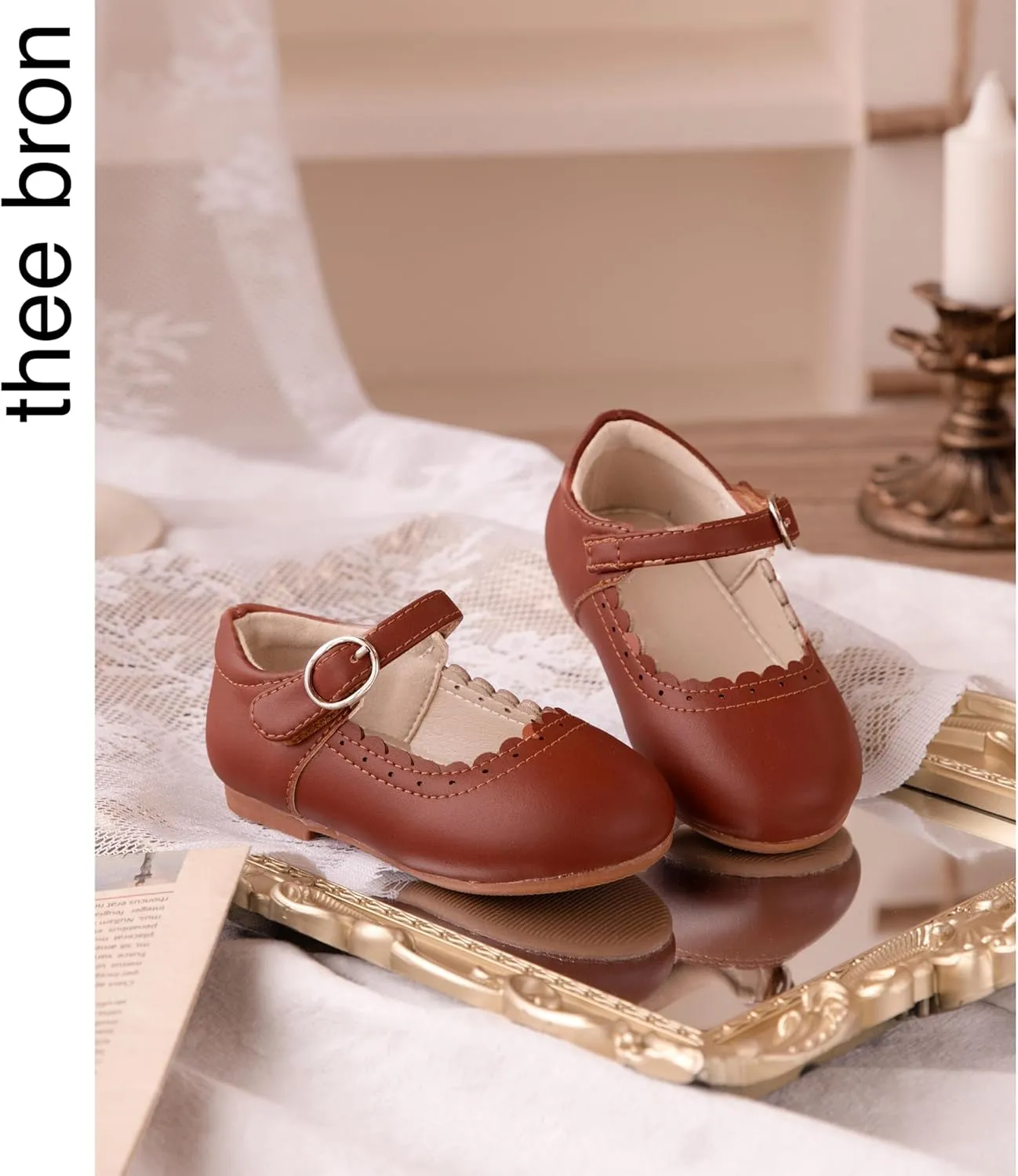 THEE BRON Toddler Mary Janes | Arch Support Leather Princess Shoes | Birthday Party Flats