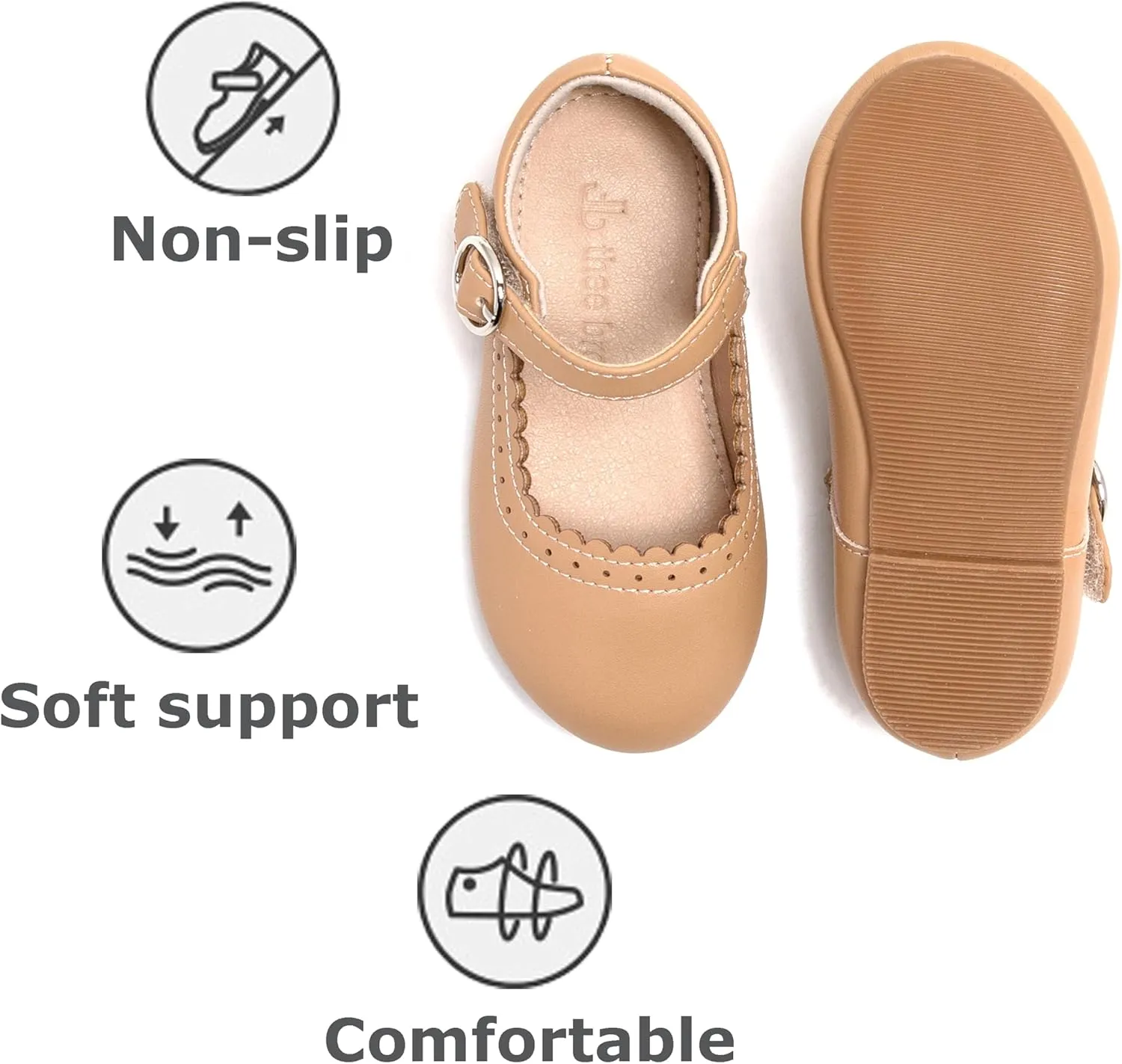 THEE BRON Toddler Mary Janes | Arch Support Leather Princess Shoes | Birthday Party Flats