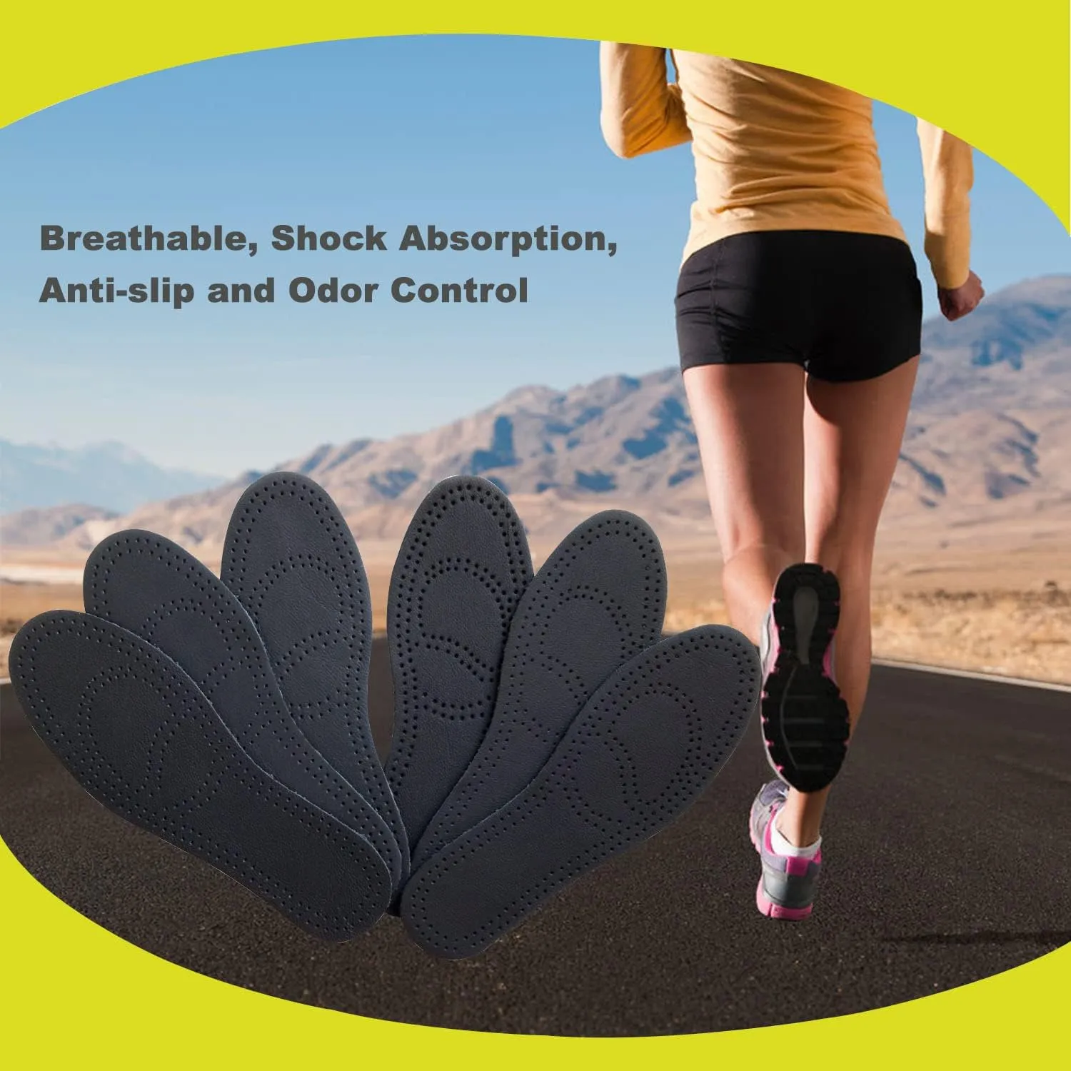 Thin Leather Insoles for Men Thin Shoe Sole Liners Replacement Black Leather Shoe Inserts for Men Boots with Activated Carbon for Odor Eater and Sweat Absorbing (3 Pairs/Mens US 11.5)