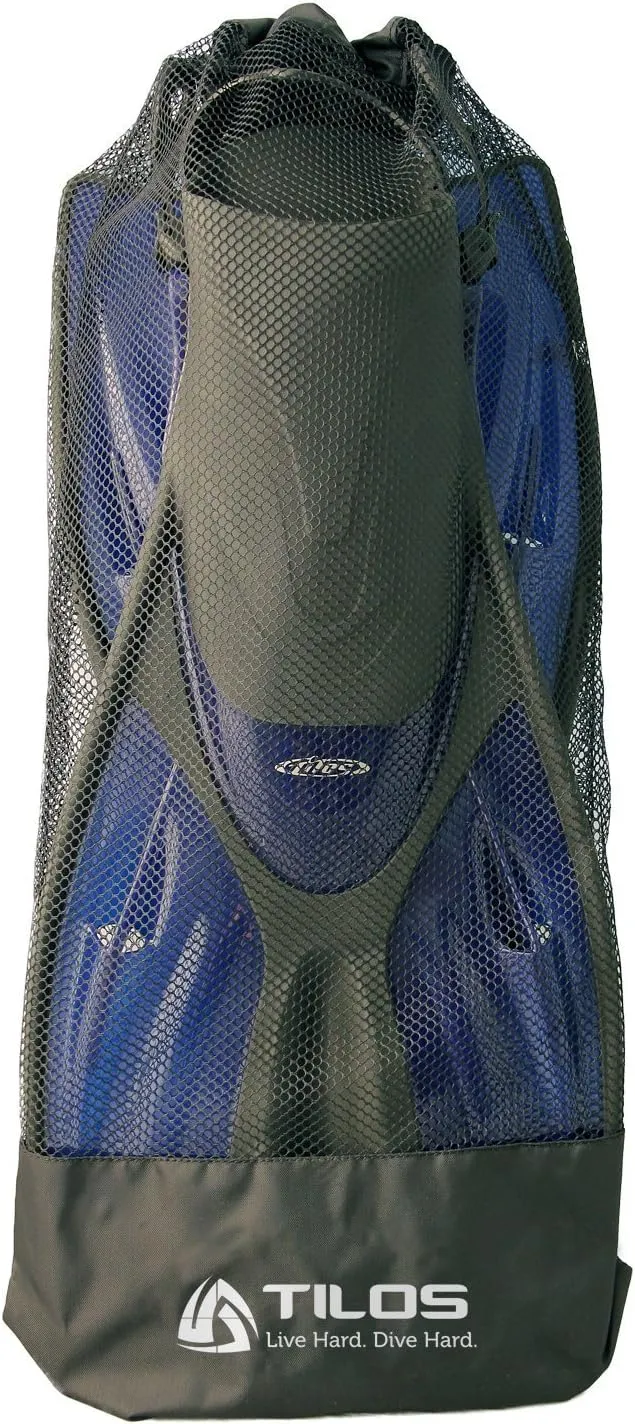 Tilos Getaway Large Open Heel Snorkeling Fins - Travel-Friendly, Adjustable Flippers for Wide Feet