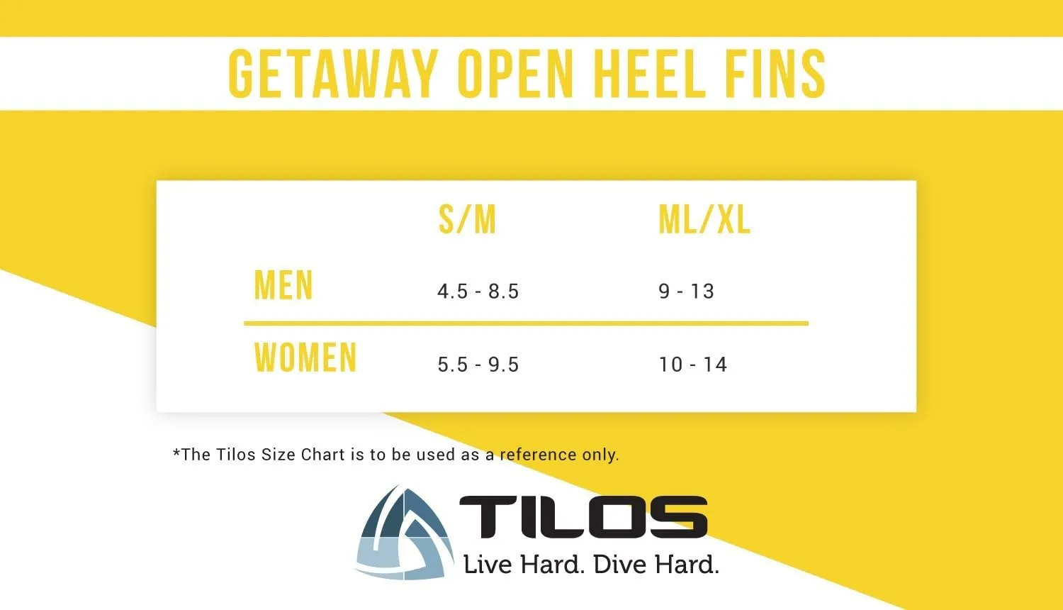 Tilos Getaway Large Open Heel Snorkeling Fins - Travel-Friendly, Adjustable Flippers for Wide Feet