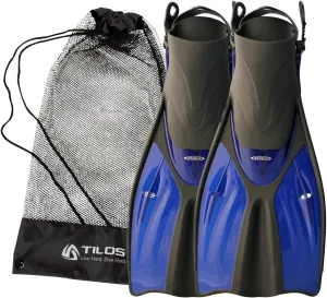 Tilos Getaway Large Open Heel Snorkeling Fins - Travel-Friendly, Adjustable Flippers for Wide Feet