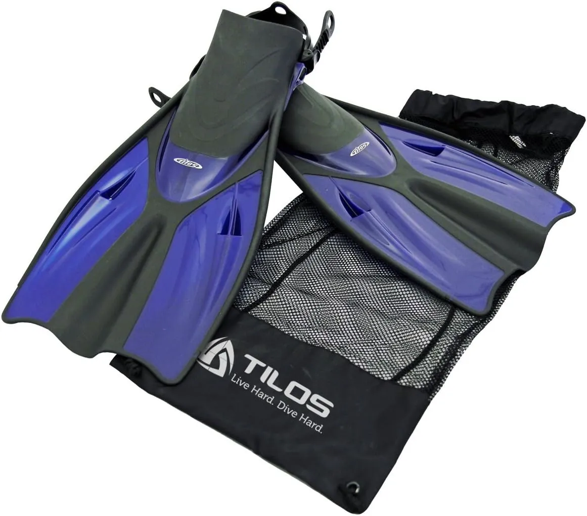 Tilos Getaway Large Open Heel Snorkeling Fins - Travel-Friendly, Adjustable Flippers for Wide Feet