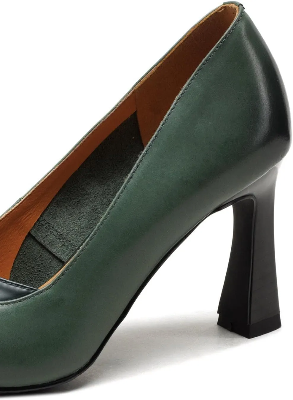 TinaCus Women's Genuine Leather Retro Square Toe Tiny Bowknot Handmade High Stoletto Heel Pumps