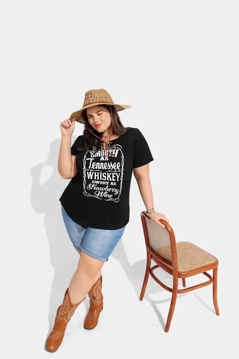 TIYOMI Plus Size T Shirt for Women Buttons Tops Short Sleeve Summer Sexy V-Neckline Shirts Solid/Tie Dye XL-5XL