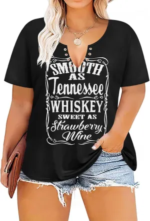 TIYOMI Plus Size T Shirt for Women Buttons Tops Short Sleeve Summer Sexy V-Neckline Shirts Solid/Tie Dye XL-5XL