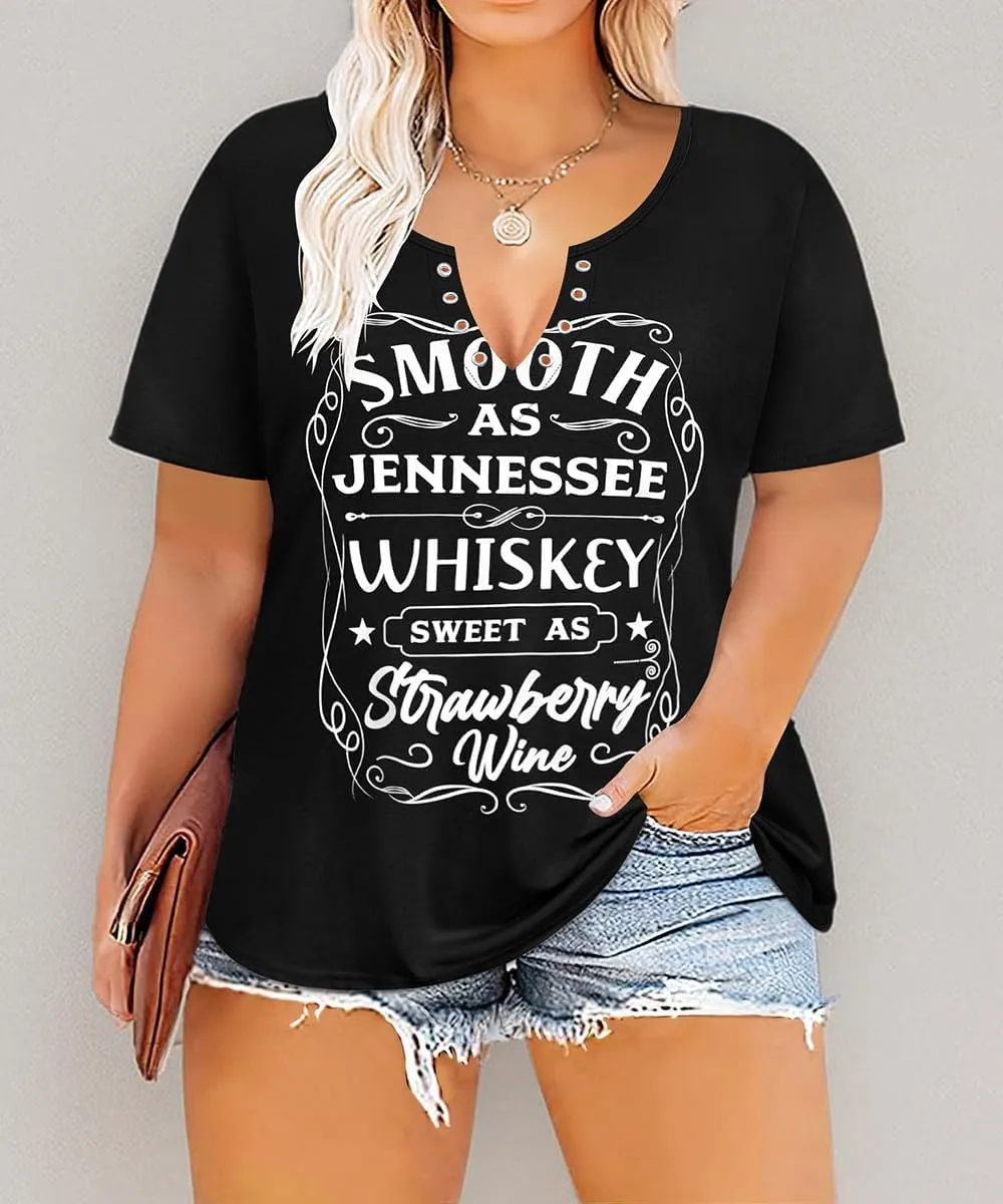 TIYOMI Plus Size T Shirt for Women Buttons Tops Short Sleeve Summer Sexy V-Neckline Shirts Solid/Tie Dye XL-5XL
