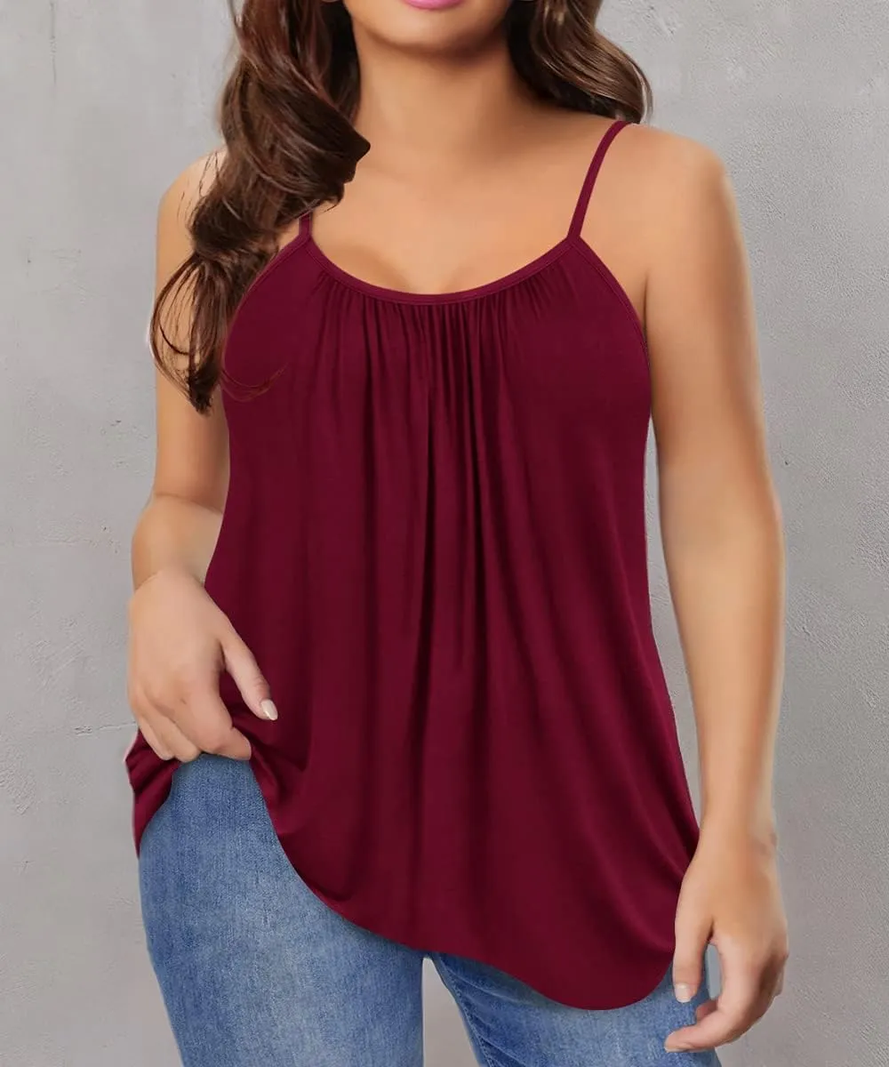 TIYOMI Plus Size Tank Tops for Women Adjustable Strap Cami Buttons V Neck Vest Holiday Suspenders Summer Camisole XL-5XL