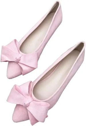 TN TANGNEST Women Classical Bowknot Flats Comfort Slip-on Pointed Toe Dress Shoes Walking Flats
