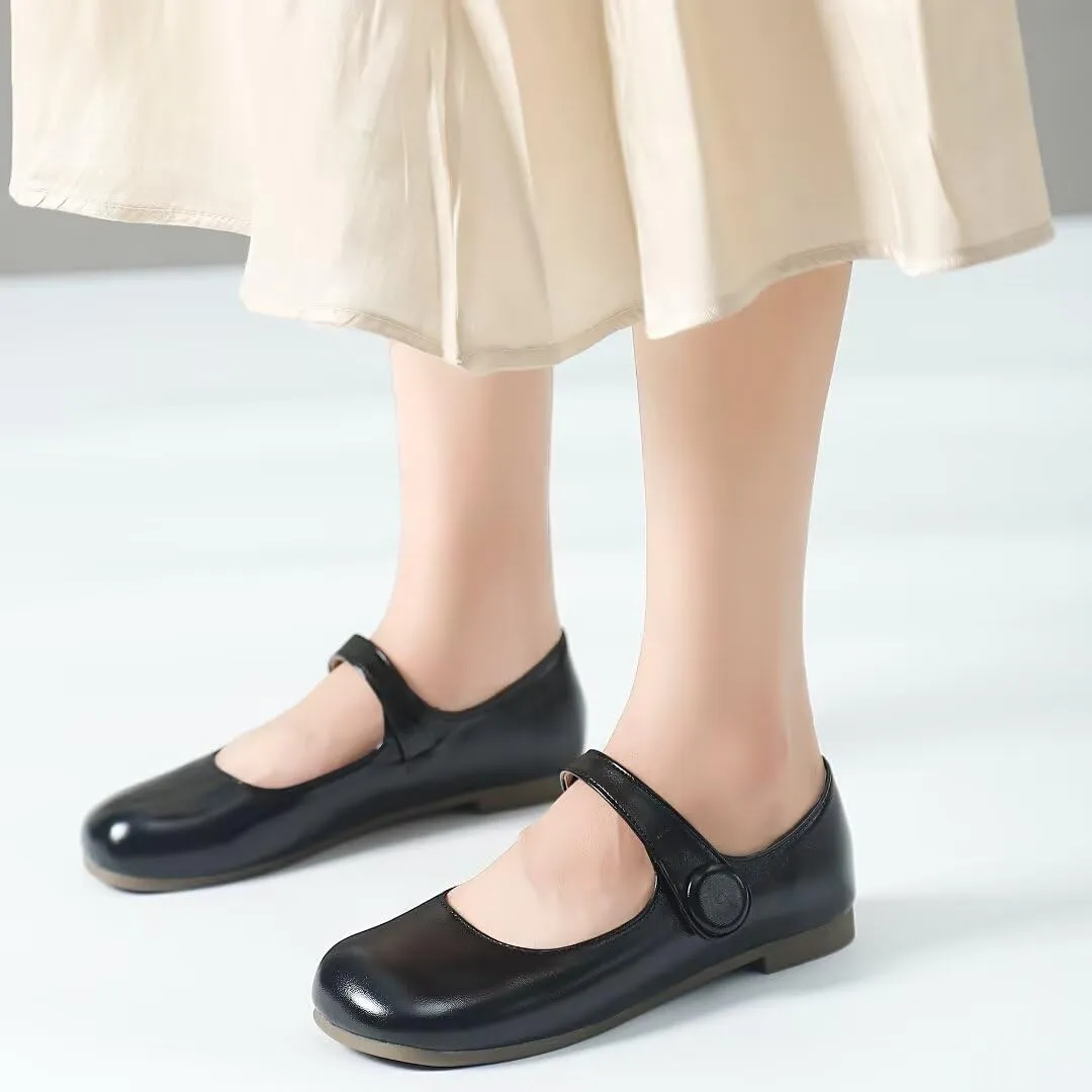 TN TANGNEST Women's Ballet Flats Retro Mary Jane Shoes for Women Cute Square Toe Buckle Dress Flats Soft Work Flats