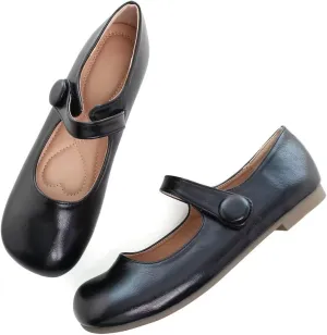 TN TANGNEST Women's Ballet Flats Retro Mary Jane Shoes for Women Cute Square Toe Buckle Dress Flats Soft Work Flats