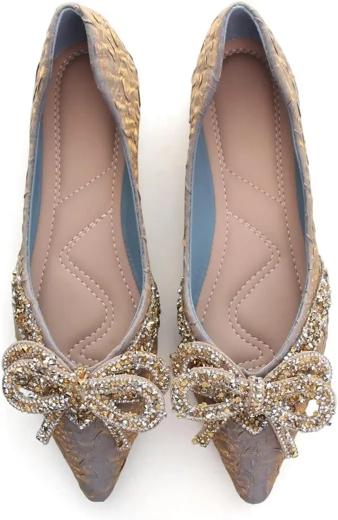 TN TANGNEST Womens Christmas Flat Shoes Snowflake Bell Bowknot Flats Fashion Pointed Toe Comfortable Slip On Flats