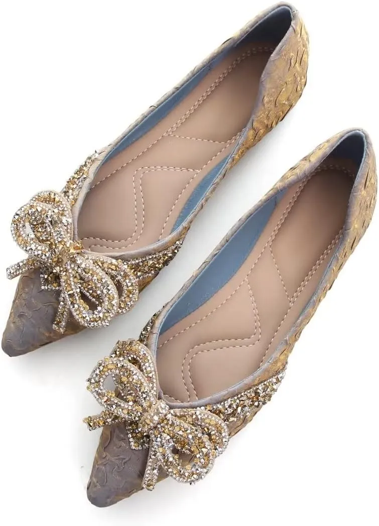 TN TANGNEST Womens Christmas Flat Shoes Snowflake Bell Bowknot Flats Fashion Pointed Toe Comfortable Slip On Flats