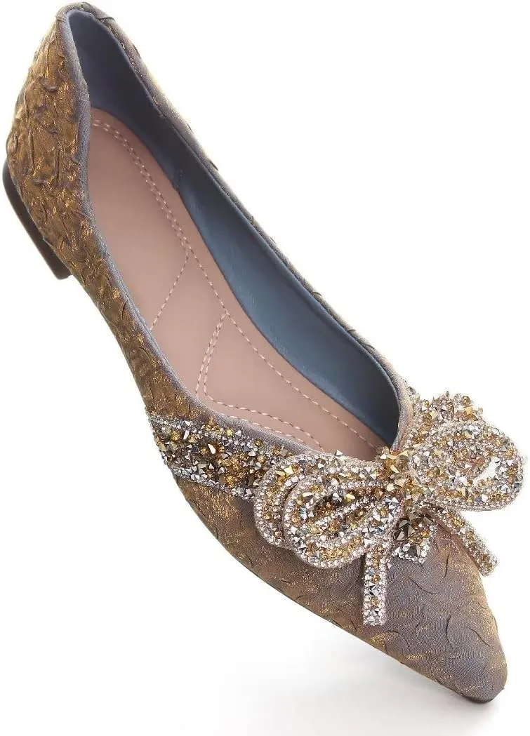 TN TANGNEST Womens Christmas Flat Shoes Snowflake Bell Bowknot Flats Fashion Pointed Toe Comfortable Slip On Flats