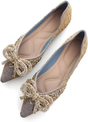 TN TANGNEST Womens Christmas Flat Shoes Snowflake Bell Bowknot Flats Fashion Pointed Toe Comfortable Slip On Flats