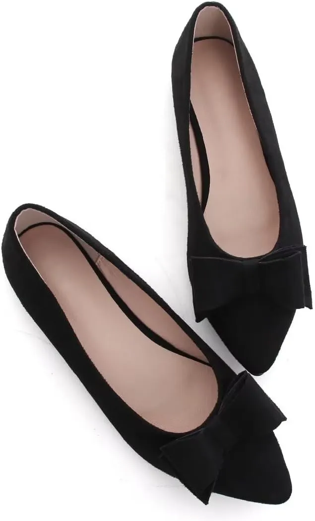 TN TANGNEST Women's Comfortable Pointed Toe Bowknot Flats Slip On Loafers Casual Flats