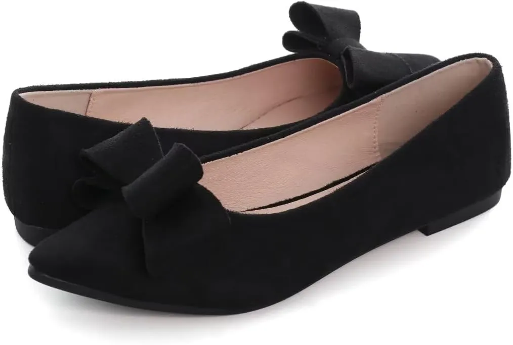 TN TANGNEST Women's Comfortable Pointed Toe Bowknot Flats Slip On Loafers Casual Flats